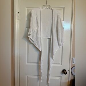 White Open Front Wrap top Gauzy One Size 100% Cotton